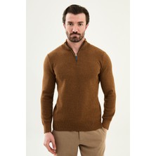 MCR Kırçıllı Slim Fit Fermuarlı Yarım Balıkçı Yaka Erkek Triko Kazak