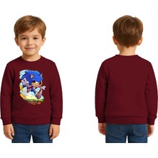 Sedirli Unisex Sonic Baskılı Çocuk Swaetshirt 3 Iplik Şardonlu