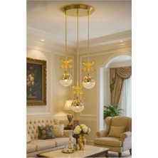 Bohem Aydınlatma Gold 3'lü Top Sarkıt 3 Renk LED Modern Avize Beyaz/sarı/günışığı
