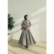 Moda Aksa Kurdele Yaka Takum Bej