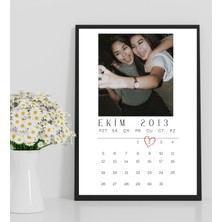 Rosa Art Kişiye Özel Tarihli Takvim , Fotoğraflı Anı Takvimi Siyah Ahşap Çerçeveli Tablo, Yıldönümü Dostluk Tablosu