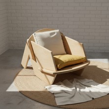 Praktura Kut Tasarım Ahşap, Kontrplak Berjer, Tekli Koltuk, Bahçe Mobilyası, Salon Mobilyası, Tv Koltuğu Teddy Kumaş