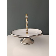 Lamedore Silver Balls Tek Katlı Beyaz Kek Standı 28X28X24 cm