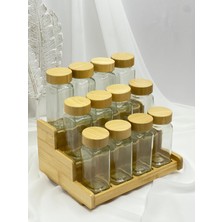 Aden Glass Stantlı 12'li Cam Baharat Takımı