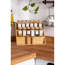 Akdeniz Home 3 Katlı Katlanabilir Bambu Raflı Organizer - Mutfak ve Kozmetik Düzenleyici (33X30 Cm)