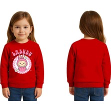 Sedirli Unisex Labubu Baskılı Çocuk Swaetshirt 3 Iplik Şardonlu