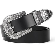 MIPEK DERI Eskitme Tokalı Antik Siyah Kadın Hakiki Deri Kemer