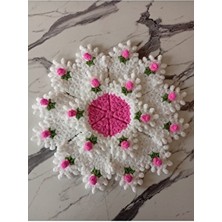 EKG Çeyizlik Lif Pembe Gül Model El Örgüsü 42 cm