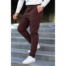 Masso Moda Erkek Bel Yarım Lastikli Kemerli Double Paça Dabıl Face Kumaş Slim Fit Pantolon
