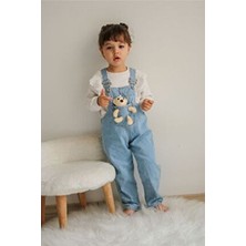 DaGe Kids Ayıcıklı Unisex Çocuk Kot Salopet Tulum