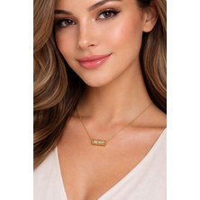 Solare Accessories Altın Kaplama Silindir Zirkon Taşlı Kolye