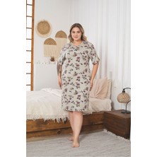 Asel Büyük Beden Kısa Kollu Likralı Penye Gecelik