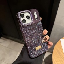 KumOziShop iPhone 16 Plus Uyumlu Kamera Standlı Taşlı Premium Kılıf