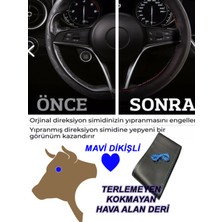 the mr east Toyota 3D Uyumlu Oto,araç Direksiyon Kılıfı Mavi Dikiş