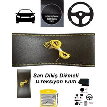 the mr east Toyota Avensıs Sw Uyumlu Araç,araba,oto Direksiyon Kılıfı Sarı Dikiş