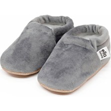 Ella Bonna Kaydırmaz Taban, Kadife Bebek Patik, Ev Botu Terliği Kreş Ayakkabısı Patik Gri