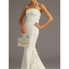 Nazart Kadın Taşlı İnci Abiye Clutch Suni Deri Zincir Askılı Gece Çantası Business Koleksiyonu