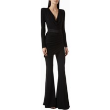 Rock Your Baby Siyah Stretch Jersey Tulum, Zarif ve Vücuda Oturan Tasarım