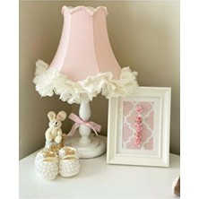 Luluavizem Patentli Özel Tasarım, Elde Yıkanabilir Başlık, Fisto Detay Toz Pembe Ahşap Ayak Abajur