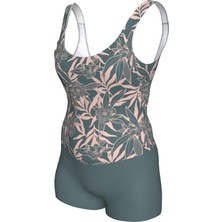 Decathlon Kadın U Kesim Sırt Detaylı Şortlu Mayo - Haki - Dova