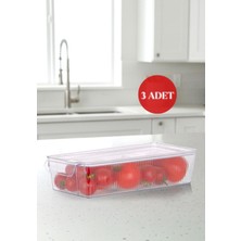 Okyanus Home 3 Adet Kapaklı Midi Buzdolabı Organizeri ve Saklama Kabı 2250ML