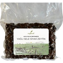 Zeytinseli Gemlik Cinsi Kaya Tuzlu Zeytinyağlı Siyah Zeytin 1 kg