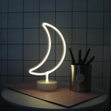 Tedaks Dekoratif Pilli Ay Tasarımlı 3D Neon LED Masa ve Gece Lambası