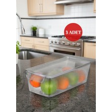 Okyanus Home 3 Adet Kapaklı Midi Buzdolabı Organizeri ve Saklama Kabı 3250ML