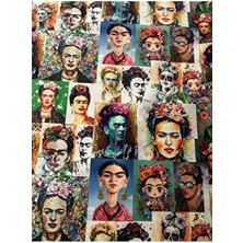 CTL Frida Kahlo Desenli Döşemelik Kumaş Koltuk Kanepe Sandalye Çanta Cüzdan Minder Hobilik Taytüğ