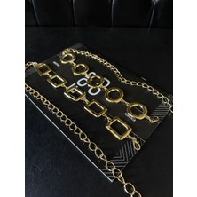 Fiori 2'li Kare Halka Detaylı Kadın Bel Zinciri Bel Kemeri,elbise Kemeri,etek Kemeri,pantolon Kemeri