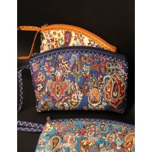 Pujiva Etnik Tarz, Kilim Desenli Otantik Renkli El Askılıklı Günlük Makyaj Çanta