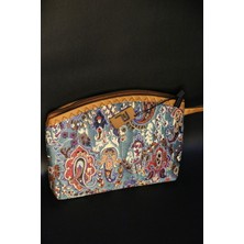 Pujiva Etnik Tarz, Kilim Desenli Otantik Renkli El Askılıklı Günlük Makyaj Çanta