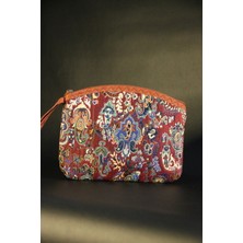 Pujiva Etnik Tarz, Kilim Desenli Otantik Renkli El Askılıklı Günlük Makyaj Çanta