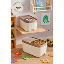 Kitchen Life 2'li Tekerlekli Kayar Kapaklı Oyuncak Saklama Kabı 12 Litre -Oyuncak Sepeti