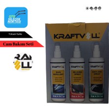 Kraftvoll Kış Cam Bakım Seti (Yağmur Kaydırıcı Sprey-Buz Çözücü Sprey-Buğu Önleyici Sprey) 3X250ML