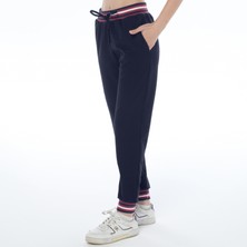 ASN Concept Kadın Paçası Beli Ribanalı Kuşgözlü Lacivert Renk Eşofman Altı (Büyük Beden Seçeneğiyle)