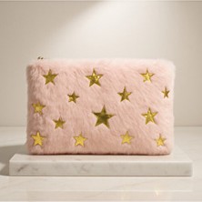 Sistem Peluş Pelüş Fermuarlı El Çantası, Kalemlik ve Makyaj Çantası – Yumuşak Dokulu, Şık ve Çok Amaçlı Tasarım