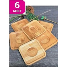 Zuzu Made 6 Adet Bambu Çay Tabağı Altlığı Kare - Fincan Altlığı - Bardak Altlığı