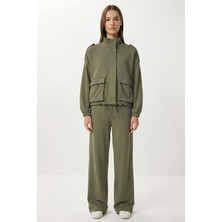 Happiness İstanbul Kapaklı Cepli Modal Alt-Üst Takım LBY0025 Çağla Yeşili