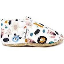 Bunnybons Kaydırmaz Taban Bebek Patik Orman Hayvanları Desenli Beyaz Renk Ergonomik Yapı