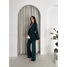 Vuntal Volanlı Blazer Ikili Pantolonlu Takım