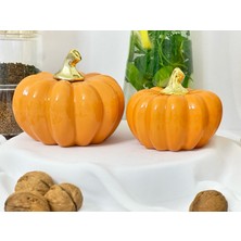 Aden Glass Sevgililer Günü Hediyesi Bal Kabağı Biblo 2 Li Dekor Obje 10 cm ve 8 cm