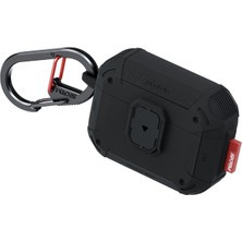 Airpods Pro 3 Kılıf Airbagli Yivli Köşe Kilit Tasarımlı 360 Koruma Skinarma Mecha Le Kılıf Siyah