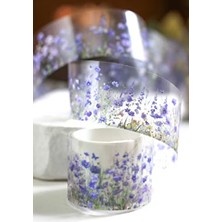 Kolbi Craft Şeffaf Mor Çiçek Şerit Pet Bant Rulo 3CMX2M Scrapbook Bullet Journal Ajanda Washi Tape