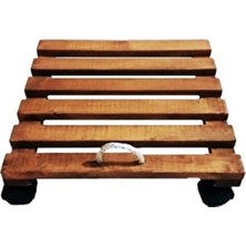  ahşap tekerlekli saksı damacana altlığı