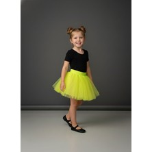 Dudese Kız Çocuk Neon Sarı Kabarık Tütü Etek