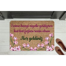 M&H Quality Anlamlı Mesajlı Hoş Geldiniz Kapı Önü Paspası – Çiçek Desenli, Kaymaz ve Yıkanabilir (45X70 Cm)
