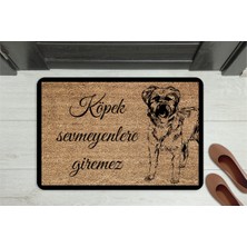 M&H Quality Köpek Sevmeyen Giremez” Yazılı Köpek Figürlü Kapı Önü Paspası – Kaymaz, Yıkanabilir