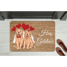 M&H Quality Hoş Geldiniz Yazılı Köpek Figürlü Kapı Önü Paspası – Dekoratif Kaymaz Taban