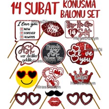 Hiras Dizayn 13 Parça 14 Şubat Sevgililer Günü Için Konuşma Balonları Fotograf Çekimi Için Selfie Çubukları
